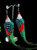 Peacock Feather Ethnic Long Earrings