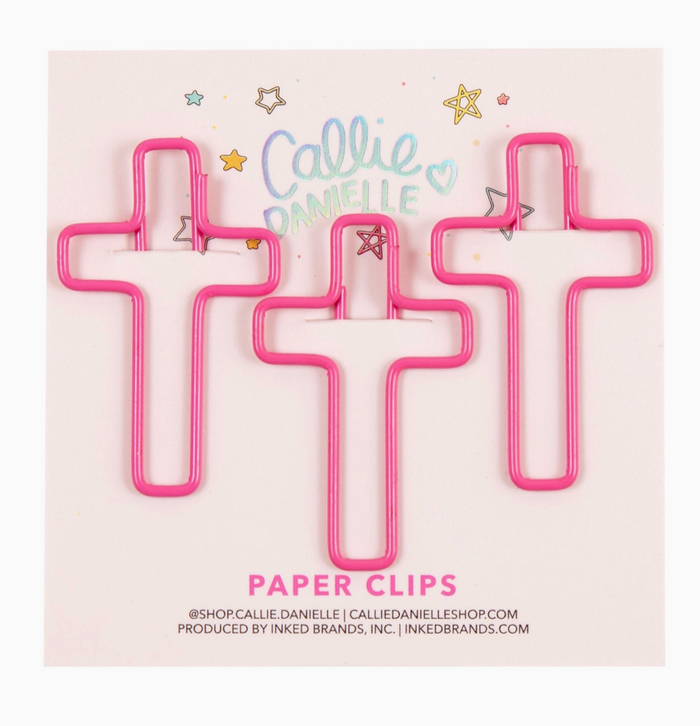 Pink Cross Paperclips