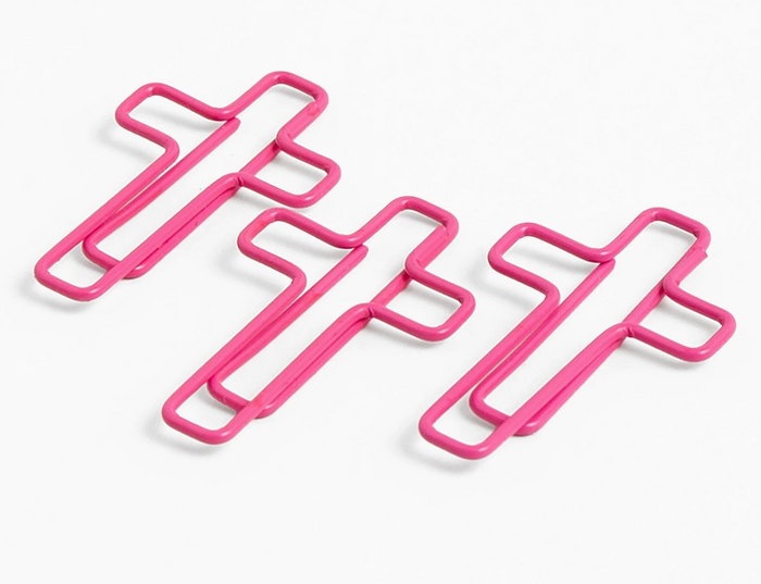 Pink Cross Paperclips