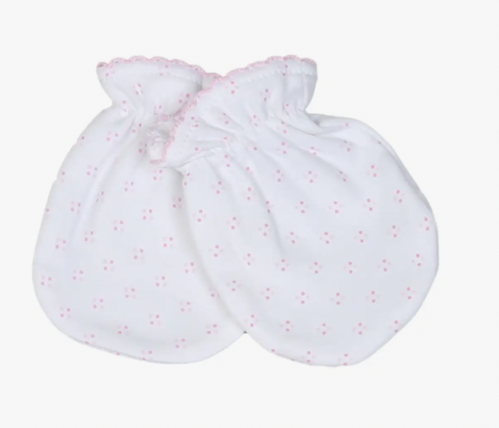 Pink Dots & Pink Trim Pima Mittens