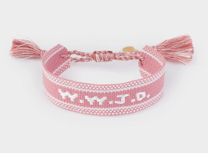 Pink Wwjd Embroidered Bracelet