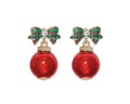 Plaid Bow and Ball Ornament Earrings