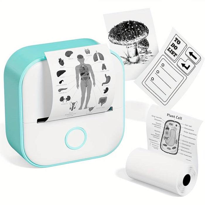 Beckett portable printer showing compact design with paper output, ideal for mobile printing needs.