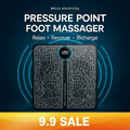 Pressure point foot massager with decorative patterns on a dark background
