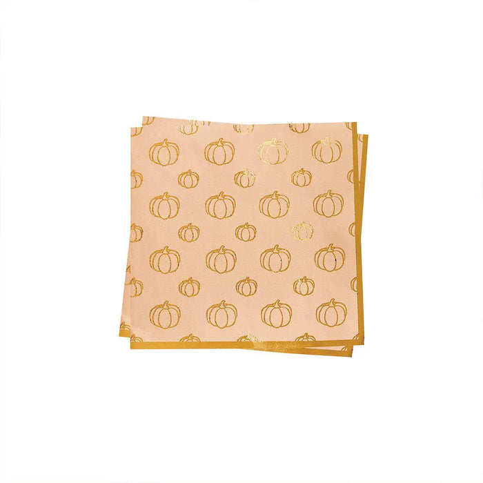 Halloween Pumpkin Paper Napkins - Pack of 16 - Autumn Party Tableware - Beige 3 ply - Halloween Dinner PartySupplies-Halloween Party Napkins - Jolie Fete UK