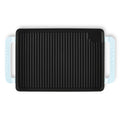 Black grill pan with handles on a white background