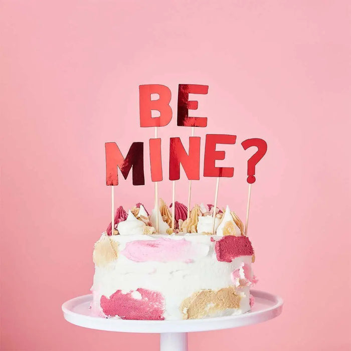Red Be Mine Cake Topper - Valentine’s Day Cake Decoration - Romantic Proposal Cake Sign - Jolie Fete UK