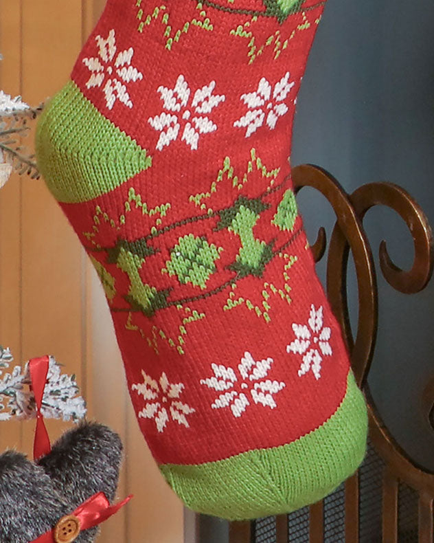 Stockings - Red Fair Isle Knitted Christmas Stocking