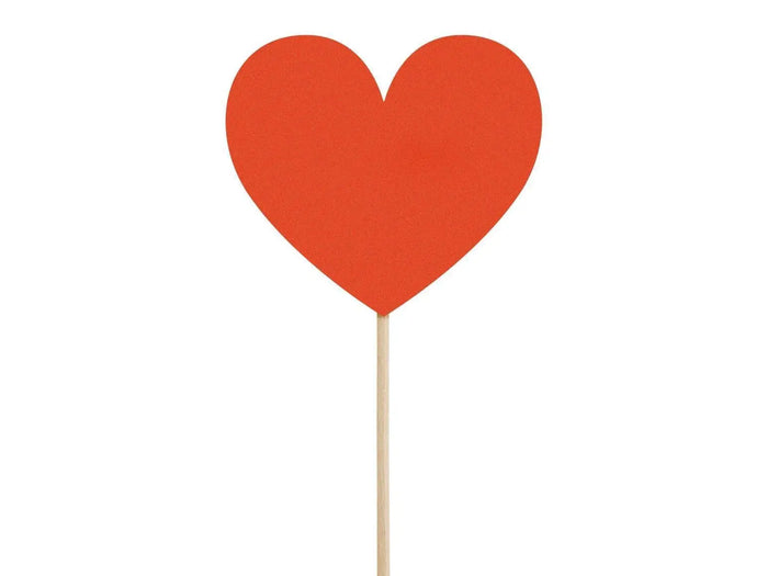 Red Heart Shaped Cake Toppers - Red Heart Cupcake Decorations - Valentine's Day Party - Valentines Decor - Hen Party Napkins - Pack of 6 - Jolie Fete UK