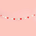 Red, Pink and White Heart Garland - Heart Card Bunting - Valentine’s Day Decorations - Gold Foil Heart Banner - Romantic Decor - 2.5m - Jolie Fete UK