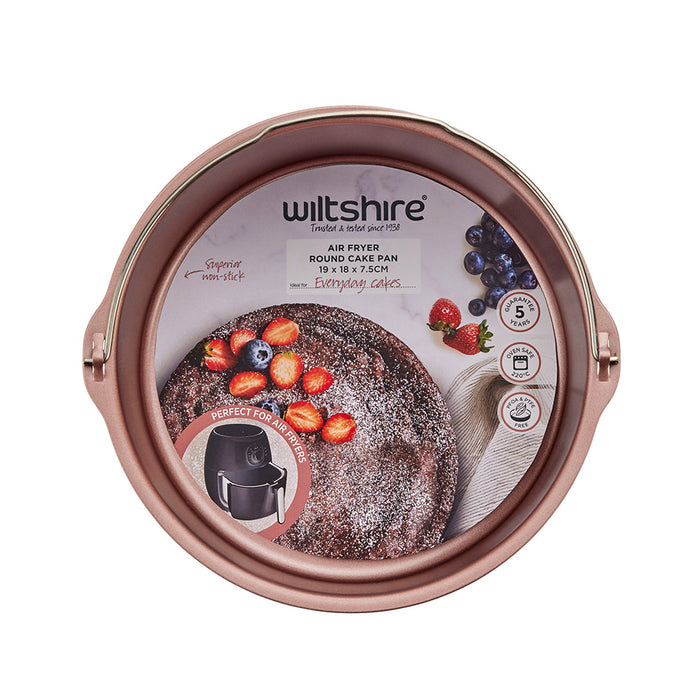 Rose Gold Air Fryer Round Cake Pan With Handle 19cm