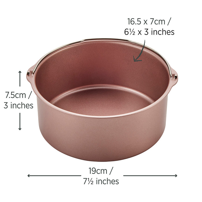 Rose Gold Air Fryer Round Cake Pan With Handle 19cm