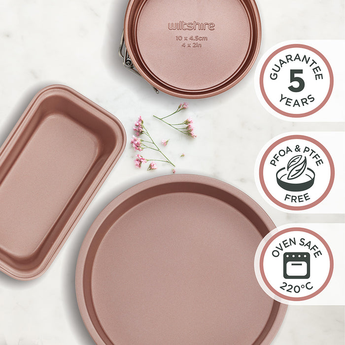 Rose Gold Air Fryer Round Cake Pan With Handle 19cm