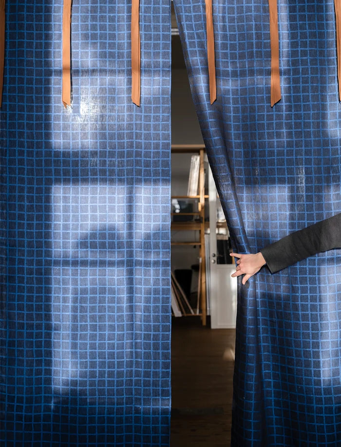 RUTIG FABRIC BY THE METRE, BLUE/BLACK