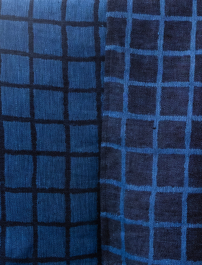 RUTIG FABRIC BY THE METRE, BLUE/BLACK