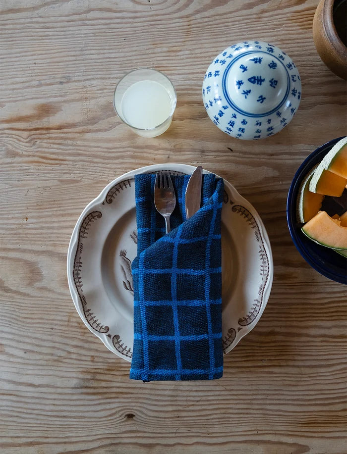 RUTIG JACQUARD WOVEN NAPKINS 2-PACK, BLUE/BLACK