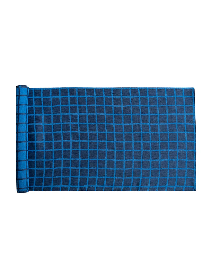 RUTIG JACQUARD WOVEN TABLE RUNNER, BLUE/BLACK