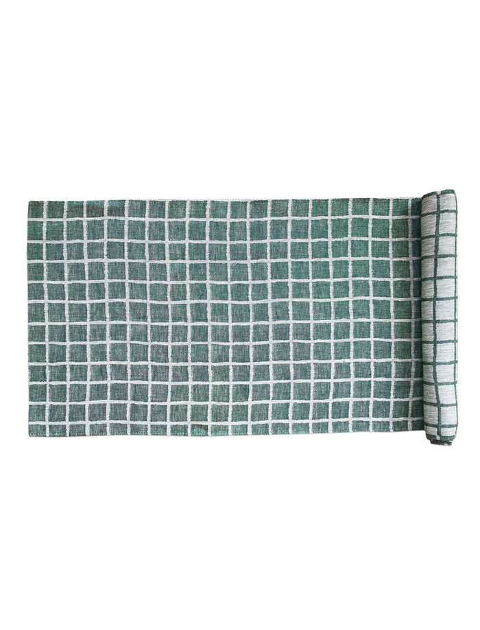 RUTIG JACQUARD WOVEN TABLE RUNNER, GREEN