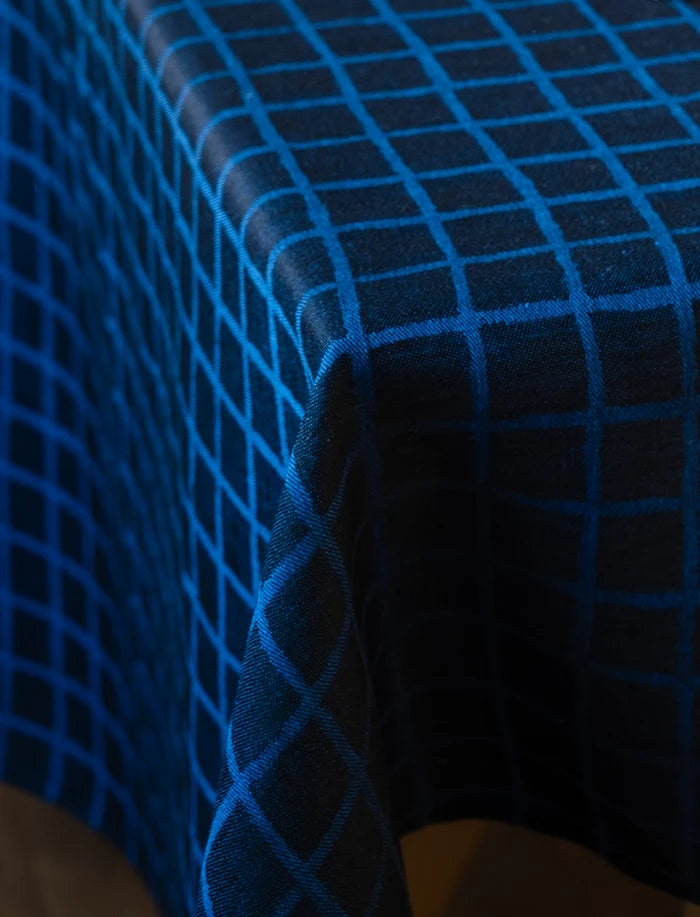 RUTIG JACQUARD WOVEN TABLECLOTH, BLUE/BLACK - 147x147 cm