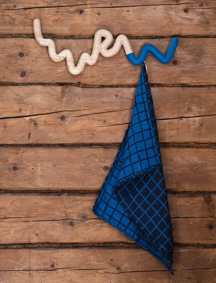 RUTIG JACQUARD WOVEN TEA TOWEL, BLUE/BLACK