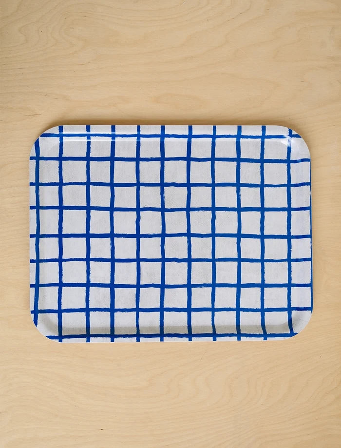 RUTIG LARGE TRAY, WHITE/BLUE