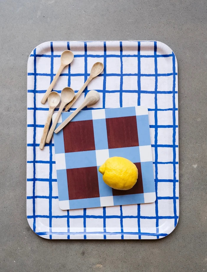 RUTIG LARGE TRAY, WHITE/BLUE