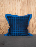 RUTIG LINEN CUSHION COVER, BLUE/BLACK 48x48 cm