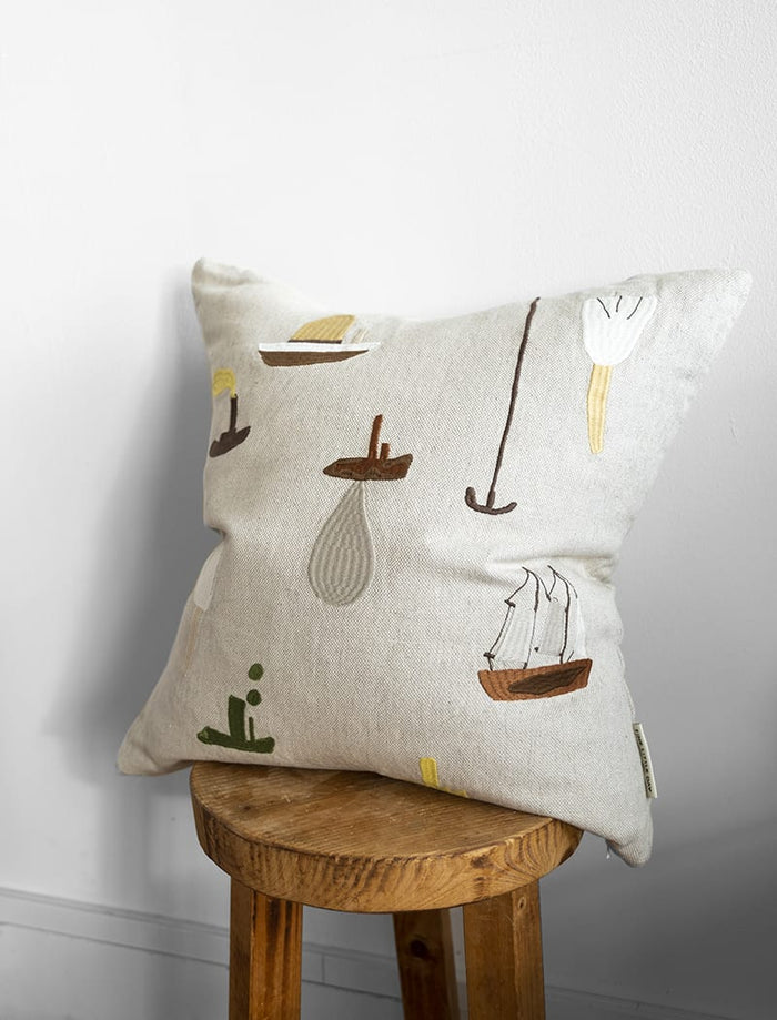SAIL WITH ME EMBROIDERED CUSHION COVER