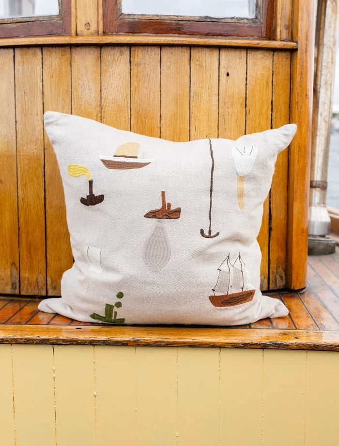 SAIL WITH ME EMBROIDERED CUSHION COVER
