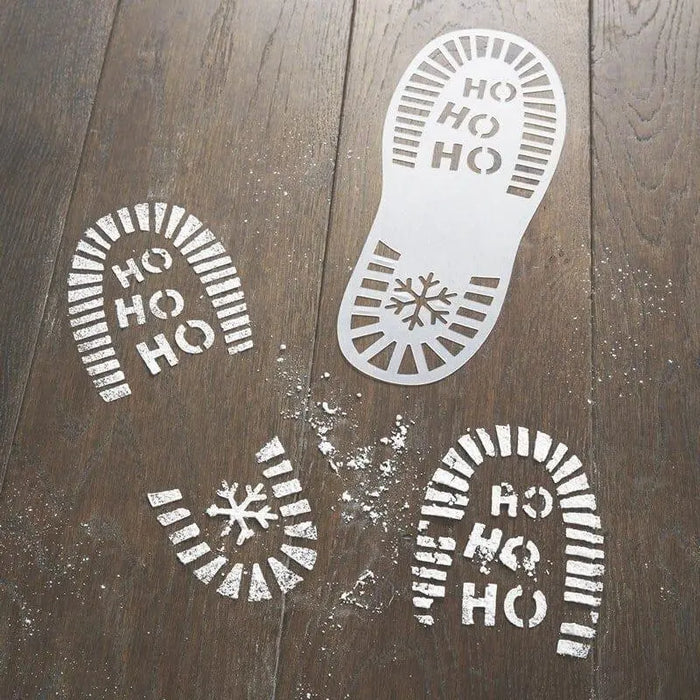Santa Foot Print Stencils - Christmas Decorations - Christmas Eve Decor - Snow Party - White Christmas - Pack of 2