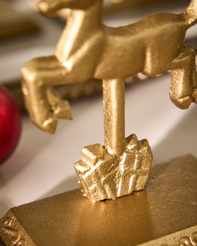 Stocking Holders - Santa's Sleigh Set of 4 Gold Stocking Holders