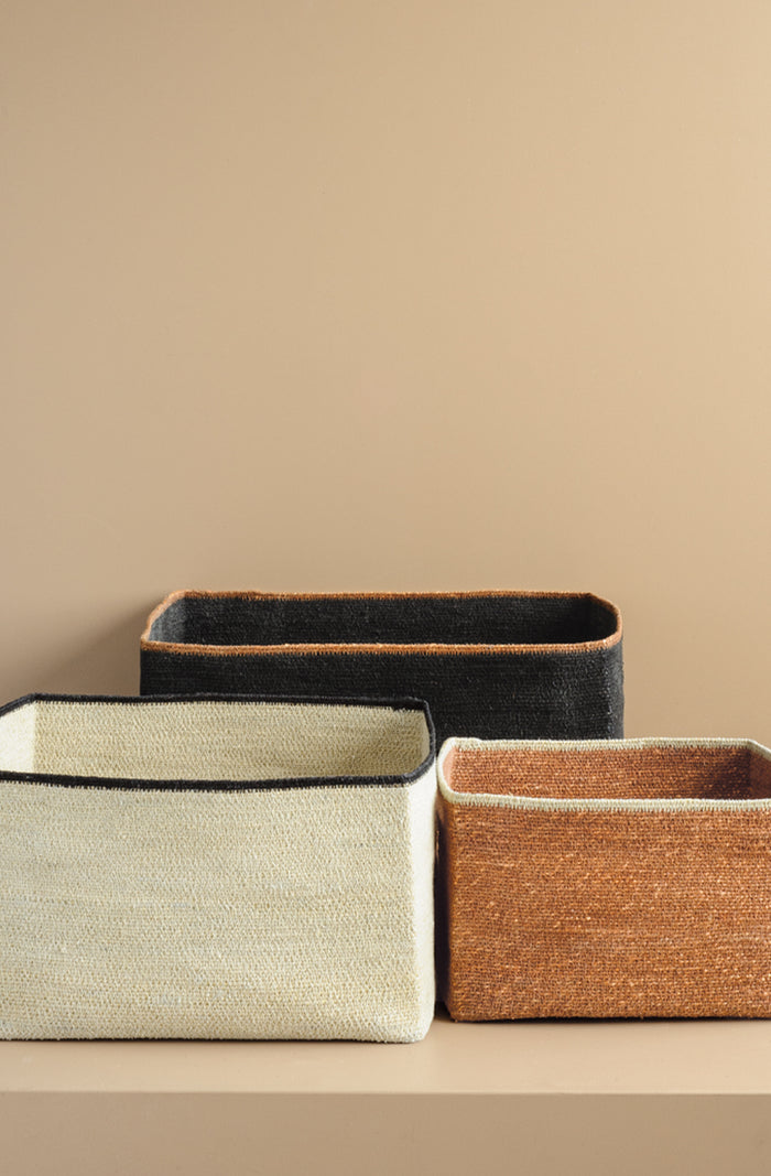 Scatola Black/Tan Basket Set of 3