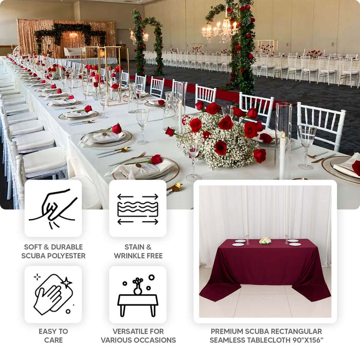 Premium scuba rectangular seamless tablecloth 90"x156"