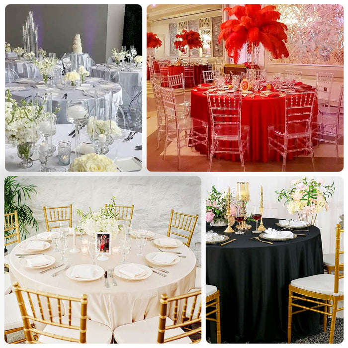 Elegant wedding and event table settings with diverse themes and color schemes.