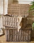 Set of 2 Whitewashed Willow Baskets