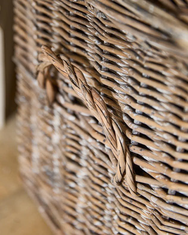 Set of 2 Whitewashed Willow Baskets