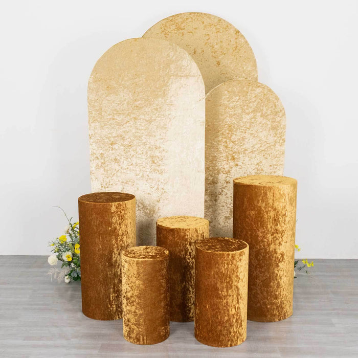 Gold velvet display props for events and photography