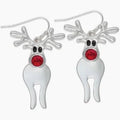 Silver Dancing Reindeer Dangle Earrings