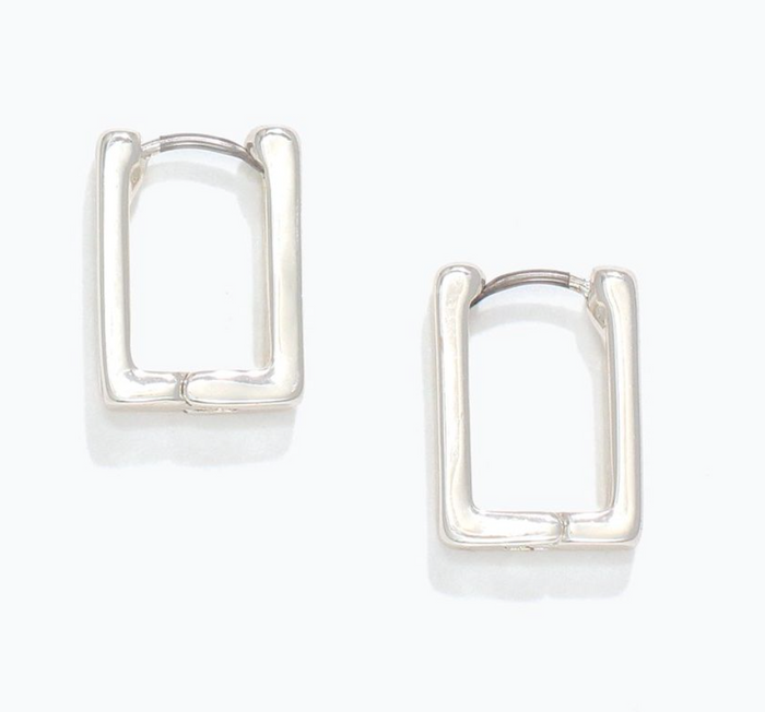 Silver Hinged Rectangle Earrings