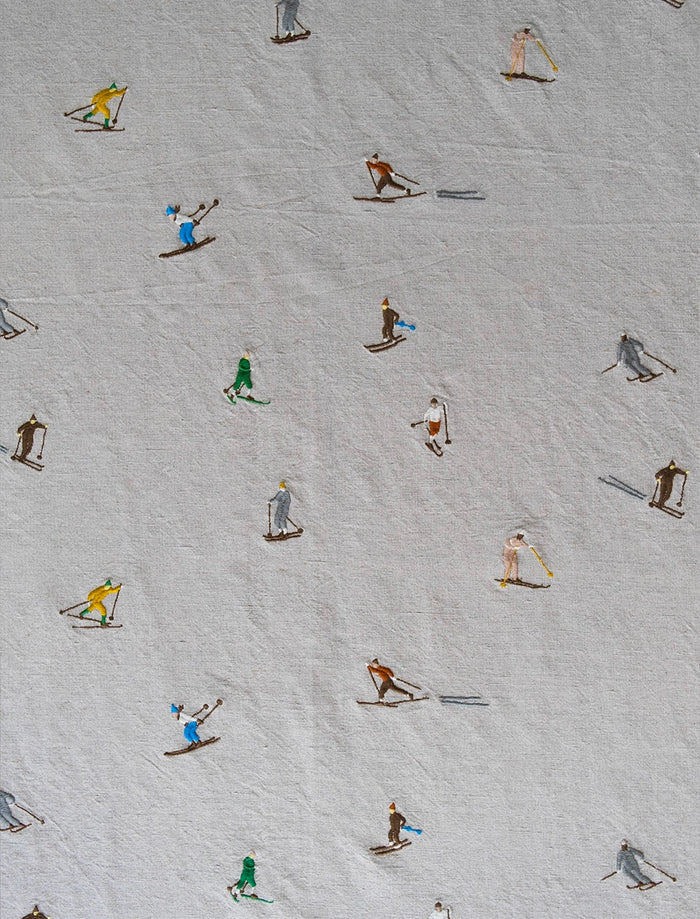 SKIERS EMBROIDERED FABRIC