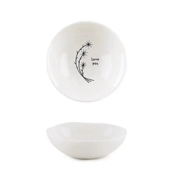 Porcelain Bowl - Tiny Trinket Bowl - Love You - Small Valentine's Gift - Gift For Friend - Small Dish - Small item Storage - East Of India