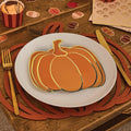 Halloween Pumpkin Paper Plates - Pack of 8 - Gold Foil - Spooky Party Tableware - Small Orange Halloween Plates - Party Supplies - Jolie Fete UK