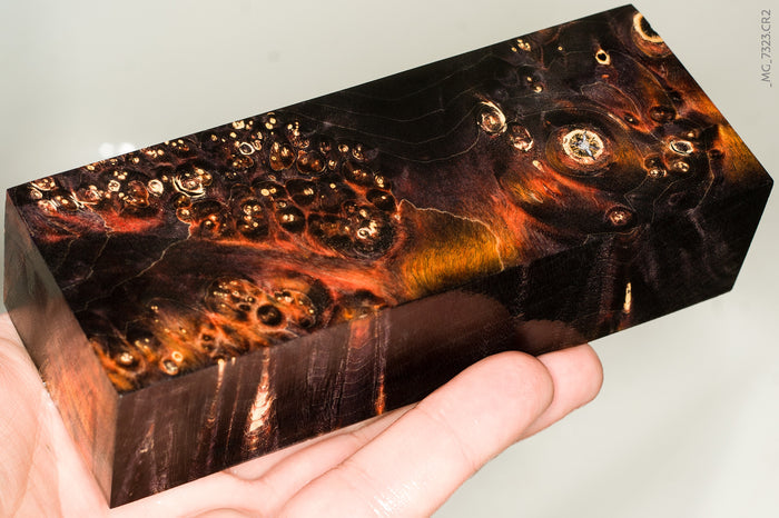 Stabilized box elder burl wood block