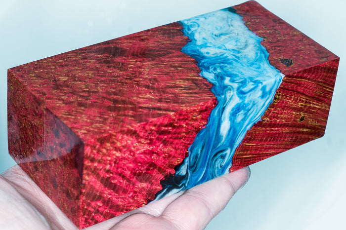 Stabilized hybrid wood black ash burl block