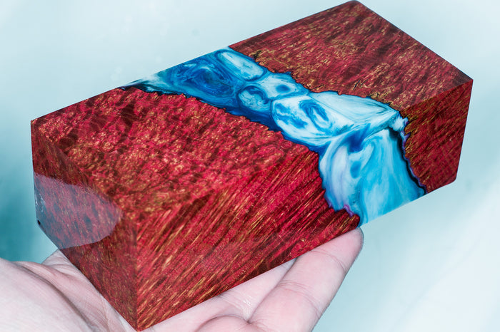 Stabilized hybrid wood black ash burl block