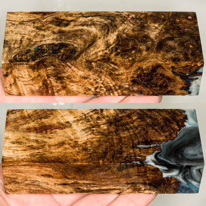 Stabilized hybrid wood maple burl block