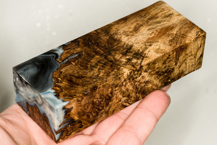 Stabilized hybrid wood maple burl block