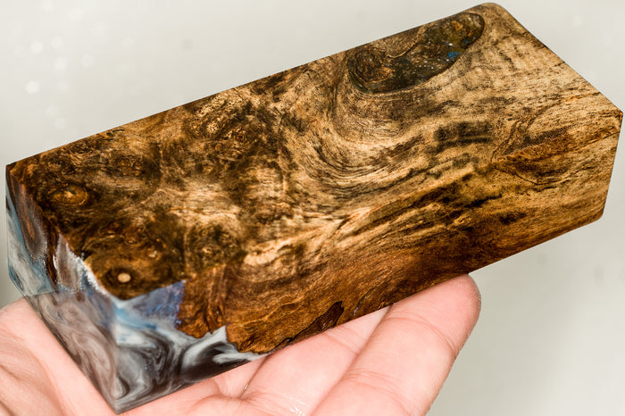 Stabilized hybrid wood maple burl block