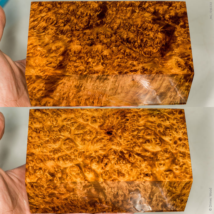 Stabilized wood golden amboyna burl block