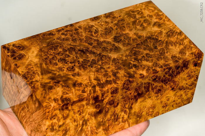 Stabilized wood golden amboyna burl block